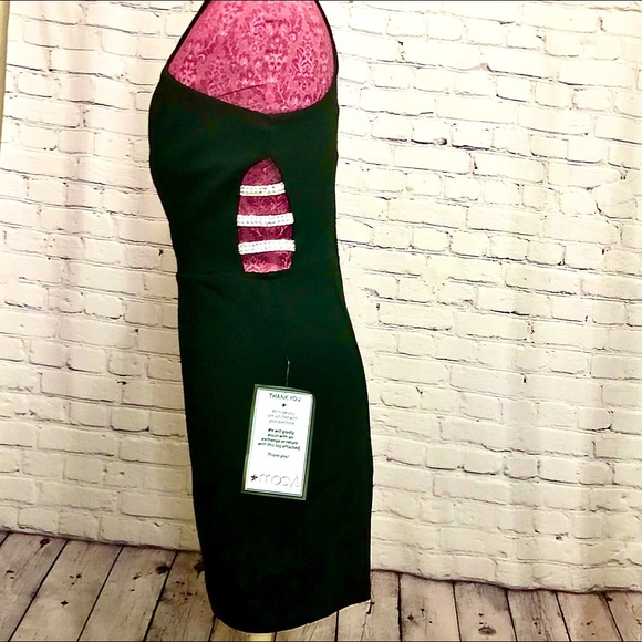 Womans black dress w/rhinestone side details. NWT - Picture 7 of 13